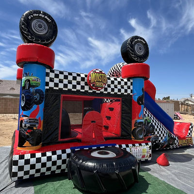 Unisex Red Monster Truck tema gonfiabile Bounce House Combo Slide per i bambini Party Time