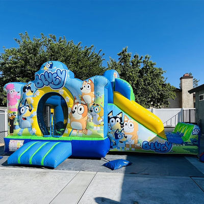 Festa commerciale noleggio PVC Bluey Cartone animato Salto casa salto castello con scivolo
