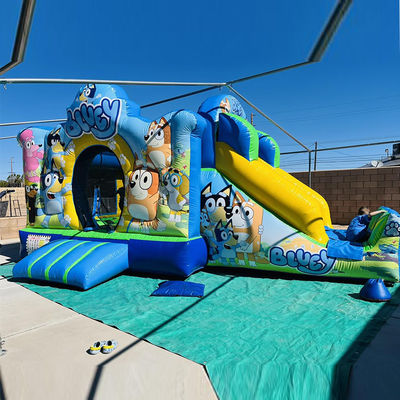 Festa commerciale noleggio PVC Bluey Cartone animato Salto casa salto castello con scivolo