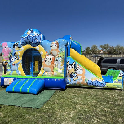 Festa commerciale noleggio PVC Bluey Cartone animato Salto casa salto castello con scivolo