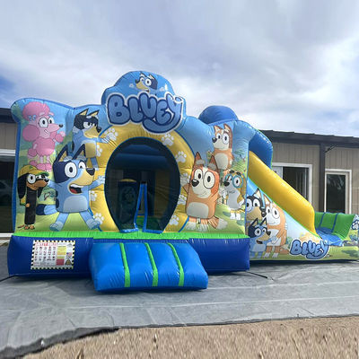 Festa commerciale noleggio PVC Bluey Cartone animato Salto casa salto castello con scivolo