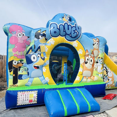 Festa commerciale noleggio PVC Bluey Cartone animato Salto casa salto castello con scivolo
