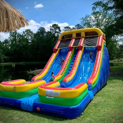 0.55mm PVC Tarpaulin Dual Pool Water Slide gonfiabile per 5-10 Cavalieri e extra grande dimensione