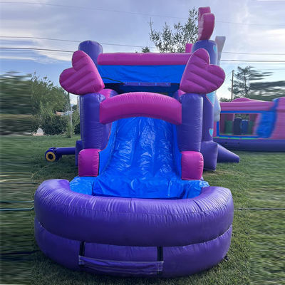 Kit di riparazione Fornito Commerciale PVC Rainbow Unicorn Bounce House con scivolo e piscina