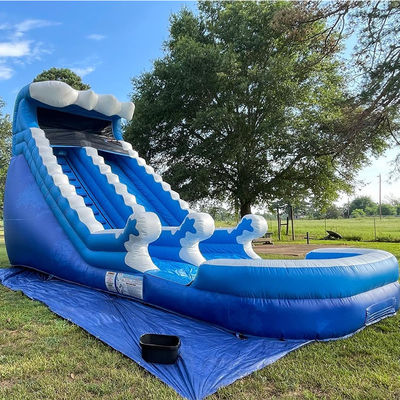 Logo personalizzato Parco acquatico gonfiabile estivo con scivolo acquatico a onde blu