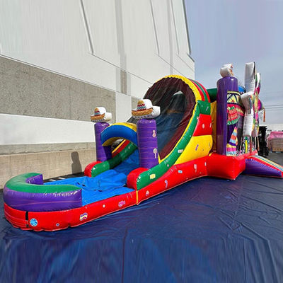 Via di spedizione Mar Commerciale PVC Arcobaleno Big Star Red Bounce House gonfiabile con scivolo