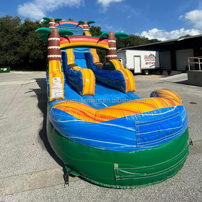 Popolare blu slide per divertimento multiplayer al Family Park con Blower e Palm Tree Design