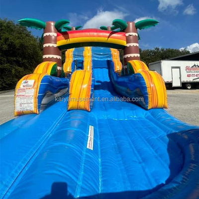 Popolare blu slide per divertimento multiplayer al Family Park con Blower e Palm Tree Design