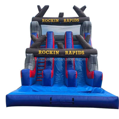 Popolare combo gonfiabile castello salta con scivolo di acqua rosso e piscina grande
