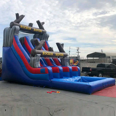 Popolare combo gonfiabile castello salta con scivolo di acqua rosso e piscina grande