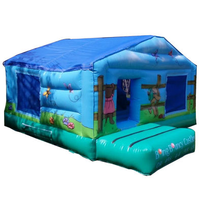 Trampolino da picnic per bambini commerciale con castello gonfiabile blu e pozzo da palla