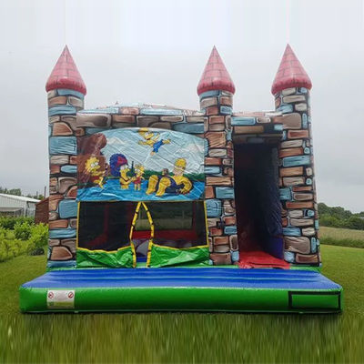 Blower Commerciale Animazione di cartoni animati in PVC Casa gonfiabile Bouncer con piscina scivolosa