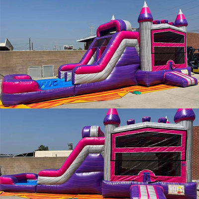 Acceptabile casa gonfiabile commerciale viola gonfiabile con piscina scivolosa