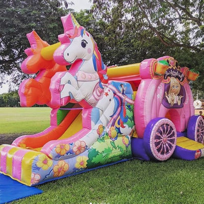 Via di spedizione via mare via aerea Express Rainbow Unicorn Bouncy Bouncer gonfiabile con scivolo