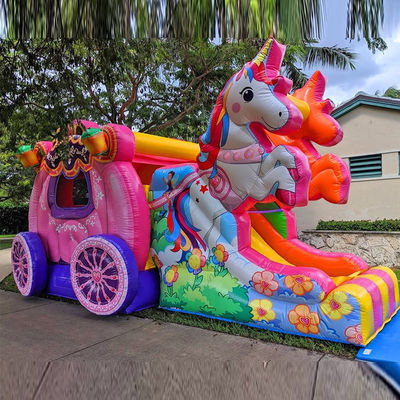 Via di spedizione via mare via aerea Express Rainbow Unicorn Bouncy Bouncer gonfiabile con scivolo