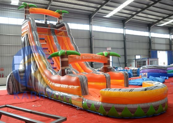 Promozione di eventi commerciali Orange Palm Slide gonfiabile con piscina e altro