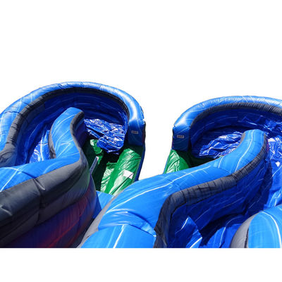 Giardino di gioco grande scivolo d'acqua gonfiabile con due corsie di scivolo bagnato e 0,55 mm di Plato PVC