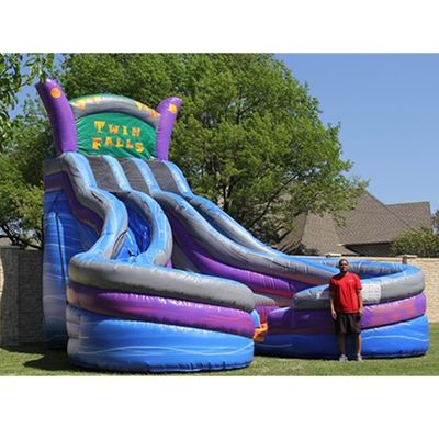Giardino di gioco grande scivolo d'acqua gonfiabile con due corsie di scivolo bagnato e 0,55 mm di Plato PVC