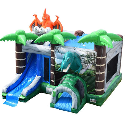 Parco dei dinosauri giurassici casa gonfiabile Joy con scivolo e piscina staccabile in PVC