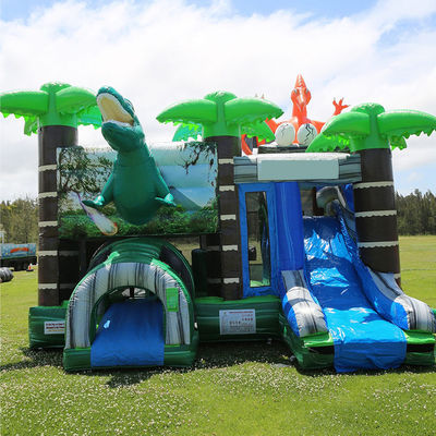 Parco dei dinosauri giurassici casa gonfiabile Joy con scivolo e piscina staccabile in PVC