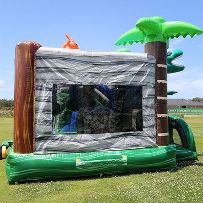 Parco dei dinosauri giurassici casa gonfiabile Joy con scivolo e piscina staccabile in PVC