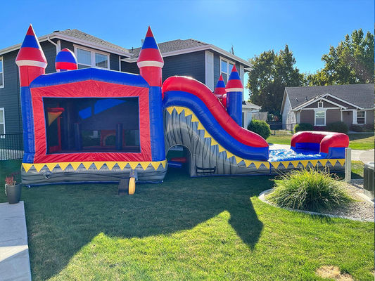 Eventi di festa Commerciale in PVC Rocket rosso Casa gonfiabile con piscina scivolosa