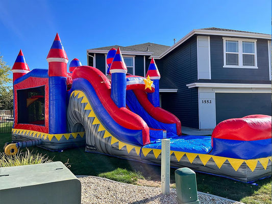 Eventi di festa Commerciale in PVC Rocket rosso Casa gonfiabile con piscina scivolosa