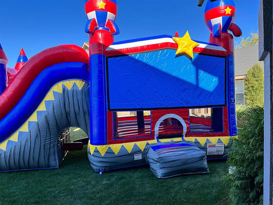 Eventi di festa Commerciale in PVC Rocket rosso Casa gonfiabile con piscina scivolosa