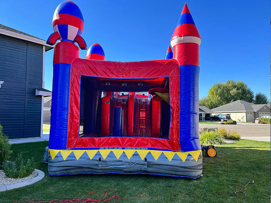 Eventi di festa Commerciale in PVC Rocket rosso Casa gonfiabile con piscina scivolosa