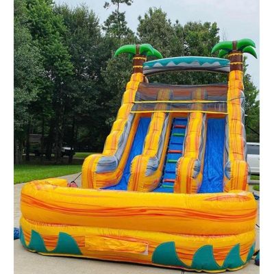 Articoli personalizzati colorato gonfiabile bouncer scivolo con piscina scivolo d'acqua di grado commerciale