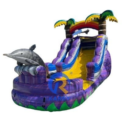 Articoli personalizzati colorato gonfiabile bouncer scivolo con piscina scivolo d'acqua di grado commerciale