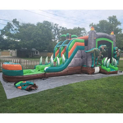 Dinosauri Giurassici Commerciale PVC Casa gonfiabile rimbalzata con scivolo con soffiatore