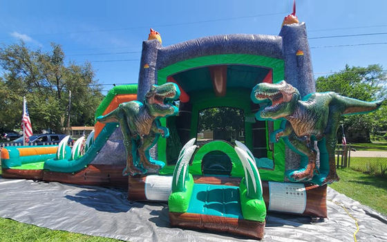 Dinosauri Giurassici Commerciale PVC Casa gonfiabile rimbalzata con scivolo con soffiatore
