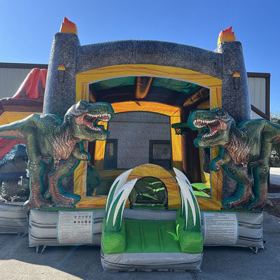 Dinosauri Giurassici Commerciale PVC Casa gonfiabile rimbalzata con scivolo con soffiatore