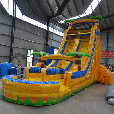Doppia corsia Air Jumping Slide asciutto Disegno gonfiabile colorato per il parco dimensioni opzionali
