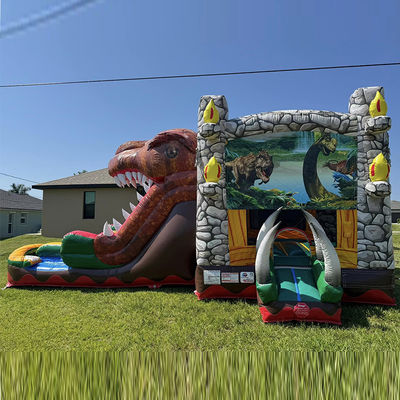 Noleggio di feste Must-Have Personalizzare Accettato Jurassic Dinosaur tema Commerciale PVC gonfiabile casa rimbalzata con scivolo