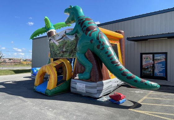 Vivi le emozioni dell'era dei dinosauri con la nostra casa gonfiabile e lo scivolo
