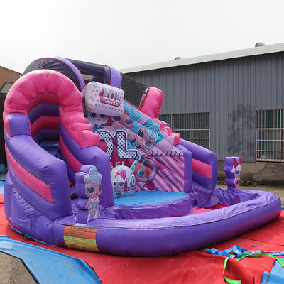 Cartoon gonfiabile residenziale unisex LOL Scivolo d'acqua bagnato/seco con piscina e castello