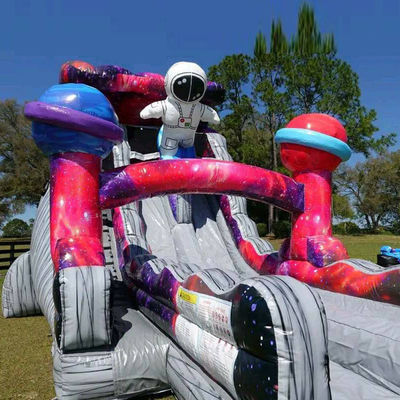 Esplora il pianeta giocattoli gonfiabili astronauta scivoli gonfiabili con piscina d'acqua