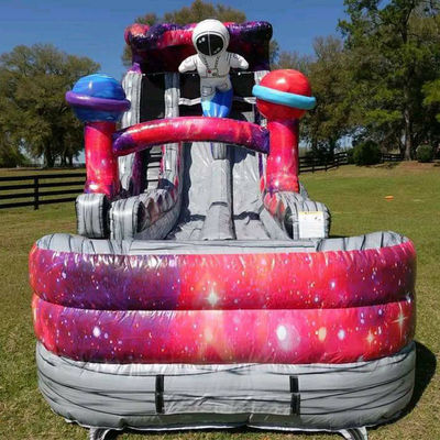 Esplora il pianeta giocattoli gonfiabili astronauta scivoli gonfiabili con piscina d'acqua