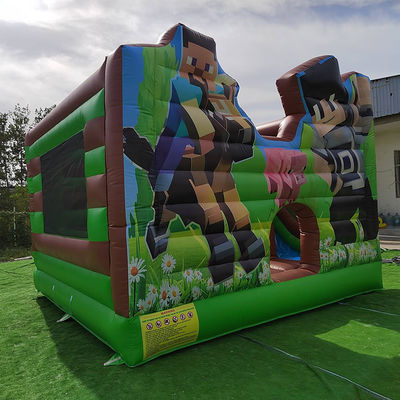 CE EN14960 Certificato Combo Slide a castello gonfiabile per noleggio di feste Minecraft tema