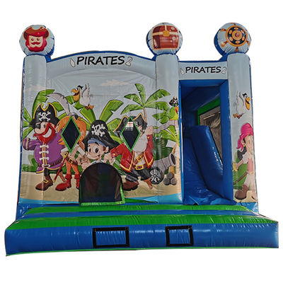 Colore personalizzato Tema pirata in PVC commerciale Inflatabile Castello gonfiabile con scivolo asciutto