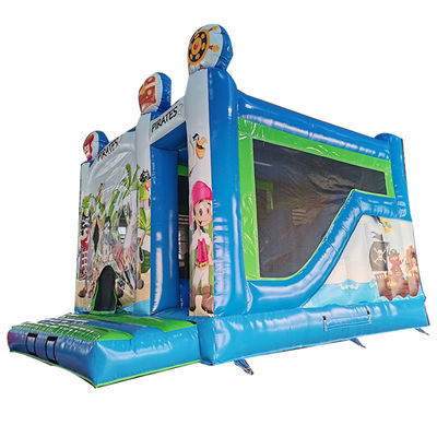 Colore personalizzato Tema pirata in PVC commerciale Inflatabile Castello gonfiabile con scivolo asciutto