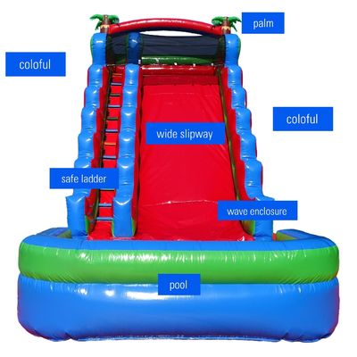 Divertimento in famiglia Garantito Giardino gonfiabile scivolo d'acqua con piscina d'acqua e scivolo largo