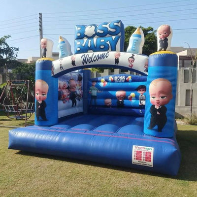 Blower Boss Baby Theme gonfiabile castello saltante buttafuori carino trampolino blu cartone animato