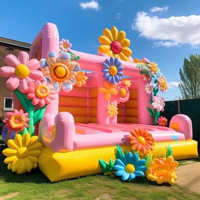 PORTABLE Attraente Nozze Trampolini gonfiabili 2024 Castello con fiori decorativi