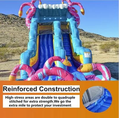 Scivolo ad acqua di grado commerciale gonfiabile con piscina di spruzzo colore e dimensioni personalizzati
