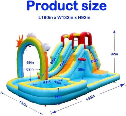 Rainbow Water Curtain e Rock Climbing Inflatabile Acqua Doppio Slide Parco Gioco per bambini
