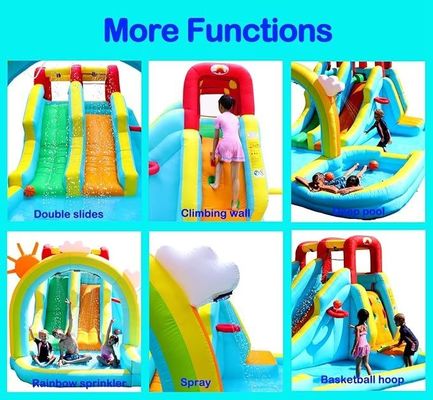 Rainbow Water Curtain e Rock Climbing Inflatabile Acqua Doppio Slide Parco Gioco per bambini