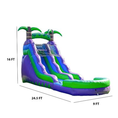 Slide idraulico gonfiabile da 25 piedi con piscina d'acqua e palma